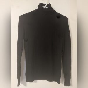 Lord & Taylor Black Turtle Neck Merino Sweater